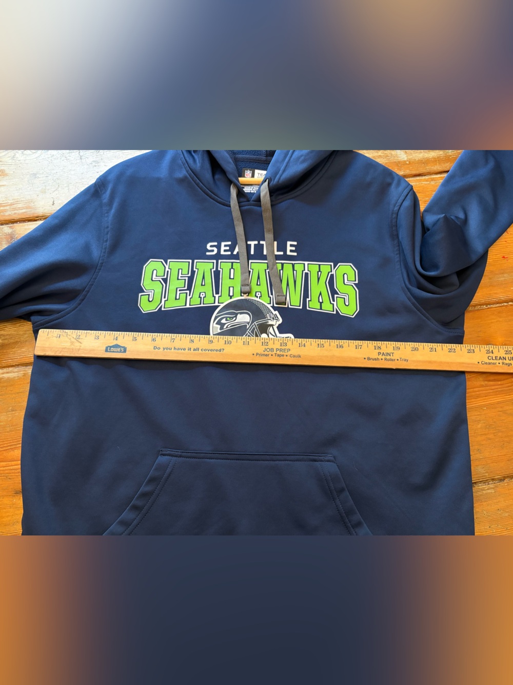 Seattle Seahawks NFL Hoodie Navy Blue Pullover Sweatshirt Men’s Large - Picture 5 of 7